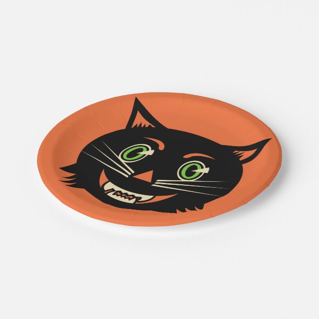 Vintage Black Cat Paper Plates (Angled)