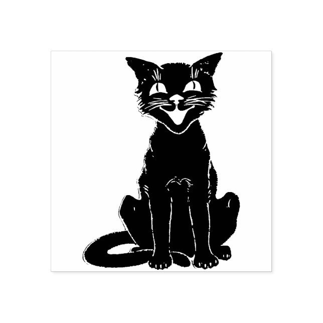 Vintage Black Cat Rubber Stamp (Imprint)