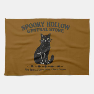 Vintage Black Cat Spooky Hollow General Store Kitchen Towel