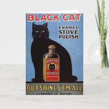 Vintage Black Cat Stove Polish Ad Note Card by RetroMagicShop at Zazzle