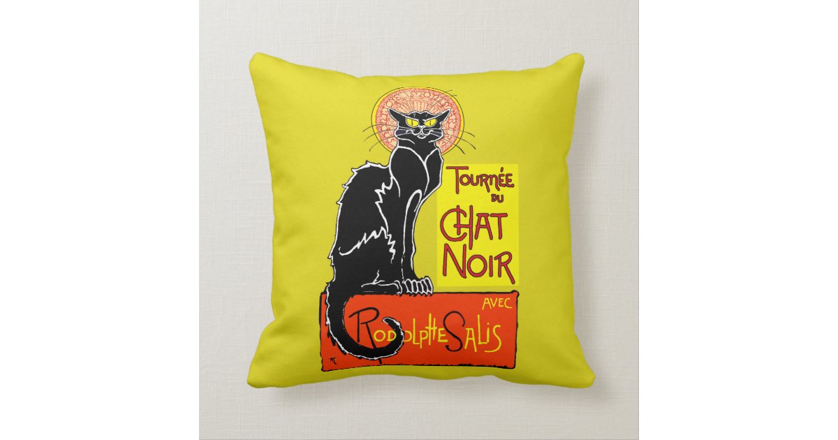 Vintage Black Cat Tournee Du Chat Noir Poster Art Throw Pillow Zazzlecom