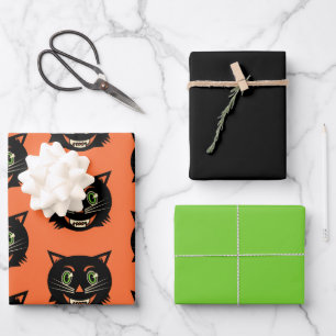Vintage Black Cat Wrapping Paper Sheets