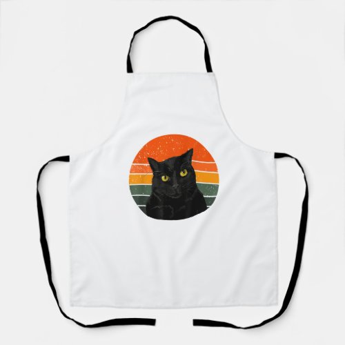 Vintage Black Cat Yellow Eyes  Apron