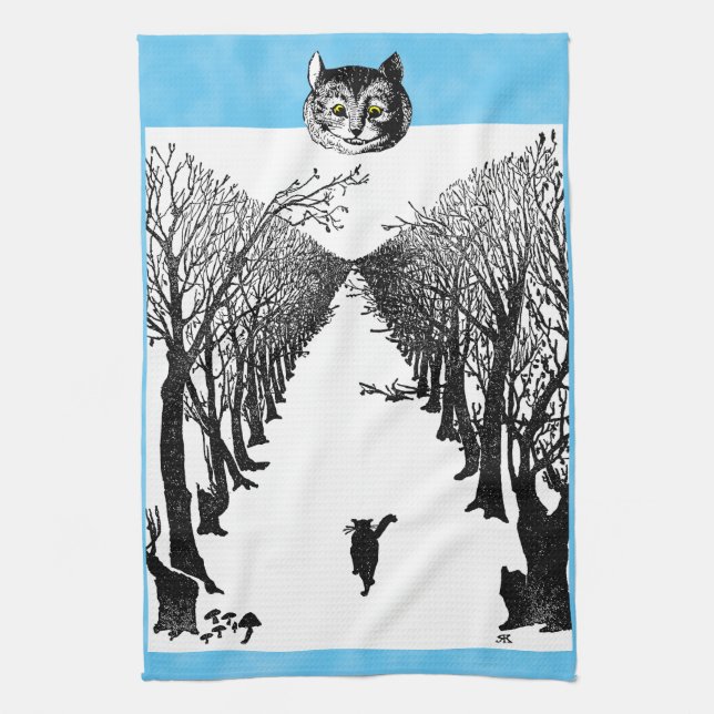 Vintage Black Cats Art Kitchen Towel (Vertical)