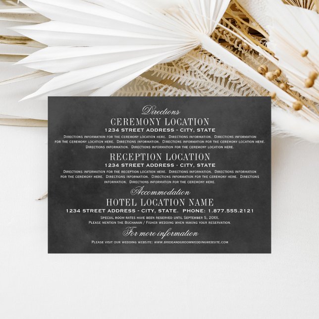 Vintage Black Chalkboard Flourish Wedding Enclosure Card (Creator Uploaded)