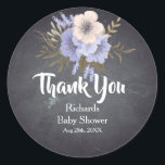Vintage Black Chalkboard Flowers Thank You Favor C Classic Round Sticker<br><div class="desc">This is vintage style baby shower or wedding sticker. This favor stickers feature is a thank you favor stickers are perfect for an elegant girls baby shower. The floral design features a beautiful arrangement of watercolor peonies in shades of blush. You can add your favorite photo. This is perfect gift...</div>