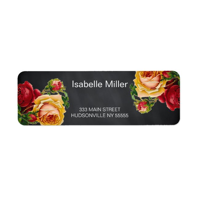 Vintage Black Chalkboard Garden Floral Label (Front)