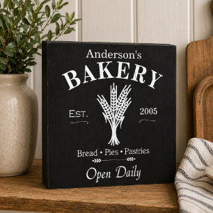 Vintage Black Chalkboard Stenciled Family Bakery Wooden Box Sign