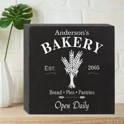 Vintage Black Chalkboard Stenciled Family Bakery Wooden Box Sign