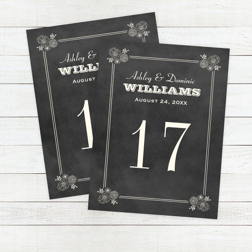 Vintage Black Chalkboard Wedding Table Number