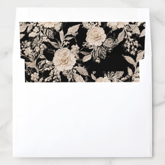 Vintage Black Champagne Floral Lace Lined Wedding Envelope Liner
