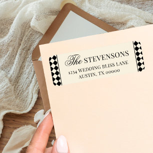 Vintage Black Checkered Old Money Return Address Label