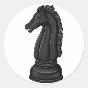 Vintage black chess piece classic round sticker