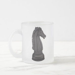 Vintage black chess piece frosted glass coffee mug