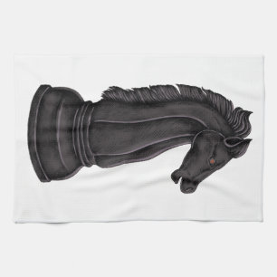 Vintage black chess piece kitchen towel