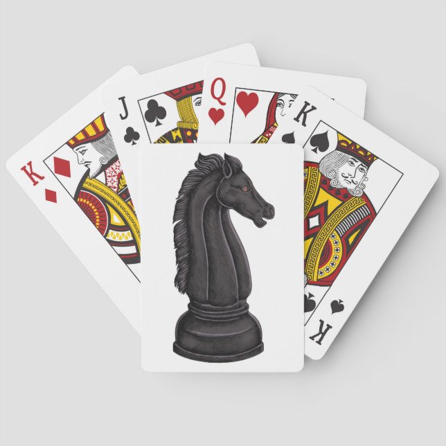 Vintage black chess piece poker cards (Back)