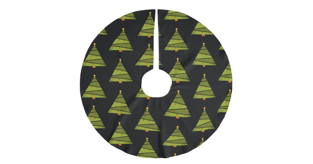 Vintage Black Christmas Tree Pattern Brushed Polyester Tree Skirt