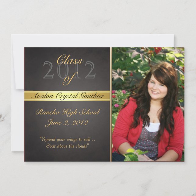 Vintage Black Class Of  Graduation Invitations (Front)