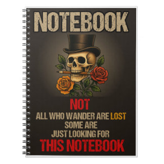 Vintage Black Cover Notebook Skull Gothic 6.5x8.75
