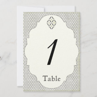 Vintage Black Cream Diamond Wedding Table Number