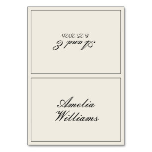 Vintage Black Cream Old Money Fancy Wedding Table Number
