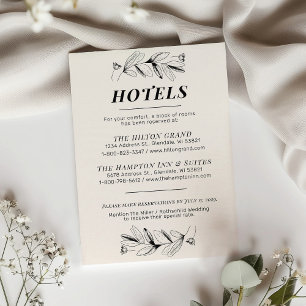 Vintage Black & Cream Retro Wedding Hotel Card