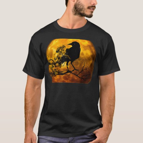 Vintage Black Crow Raven Moon Dark Silhouette T_Shirt