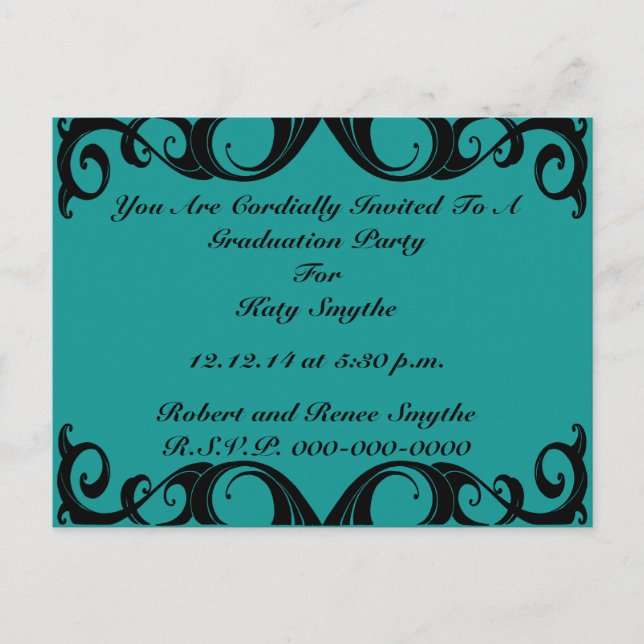 Vintage Black Curls Invitation (Front)