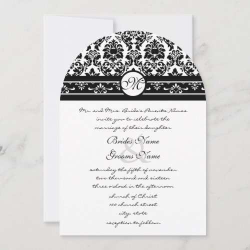 Vintage Black Damask Borders Custom Announcements