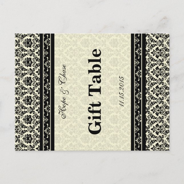 Vintage Black Damask Borders Postcard (Front)