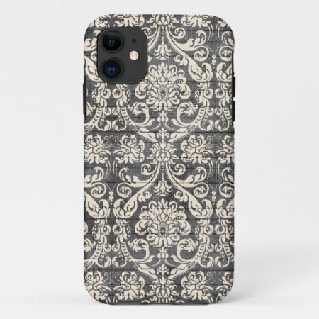 Vintage Black Damask Pattern Iphone Case