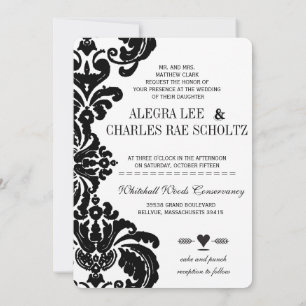 Vintage Black Damask Wedding Invitations