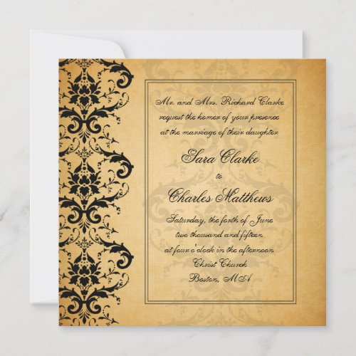 Vintage Black Damask Wedding Invitations
