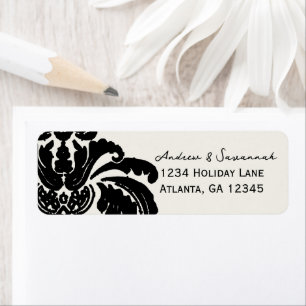 Vintage Black Damask Wedding Lable Label