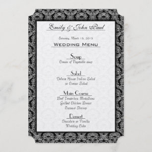 Vintage Black Damask Wedding Menu