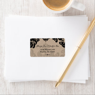 Vintage Black Damask Wedding Return Address Label
