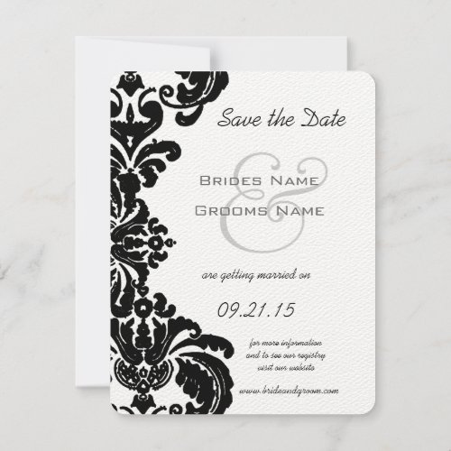 Vintage Black Damask Wedding Save the Date
