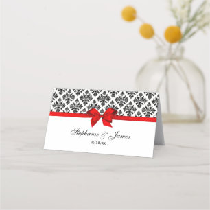 Vintage Black DIY Damask DIY Bow Color Escort Card