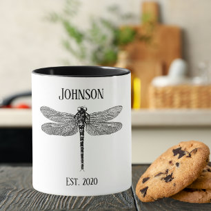 Vintage Black Dragonfly Mug
