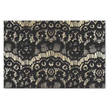 Vintage Black Elegant French Floral Lace Faux Gold Tissue Paper by pink_water at Zazzle
