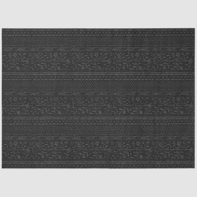 Vintage Black Embossed Style Floral Tissue Paper (Front)