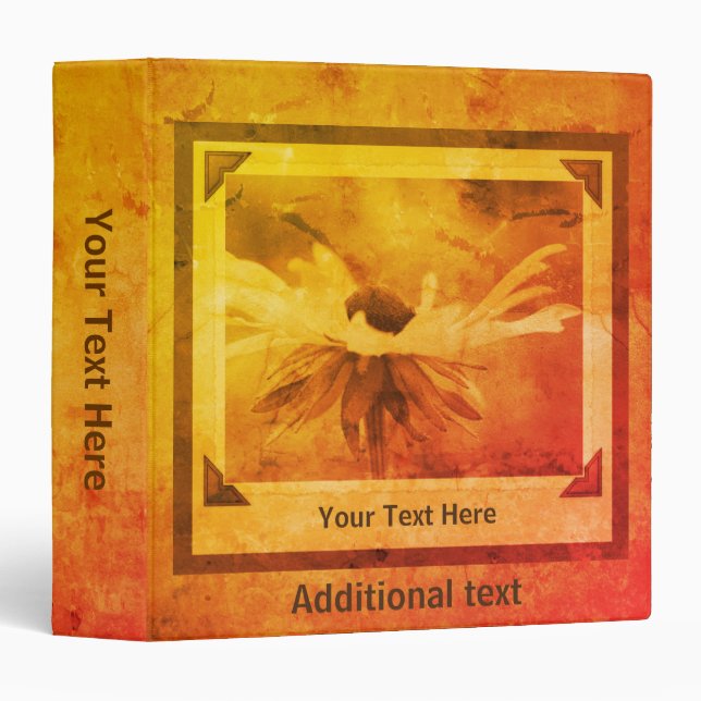 Vintage Black Eyed Susan Personalized 3 Ring Binder (Front/Spine)