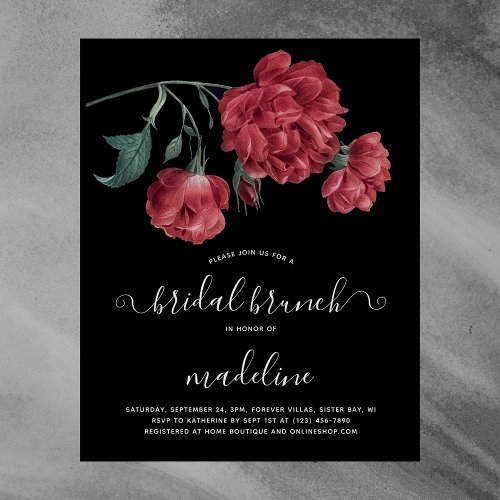 Vintage Black Floral Bridal Brunch Invitation Flyer