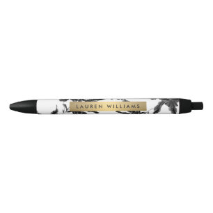 Vintage Black Floral Pattern Personalized Pen