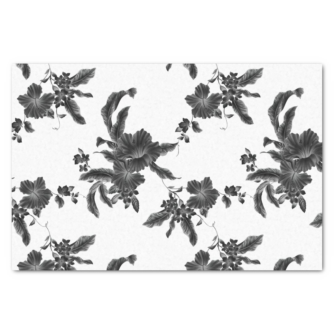 Vintage Black Floral Pattern Tissue Paper Zazzle