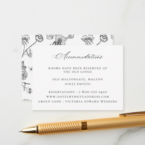 Vintage Black Floral Wedding Accommodations Enclosure Card