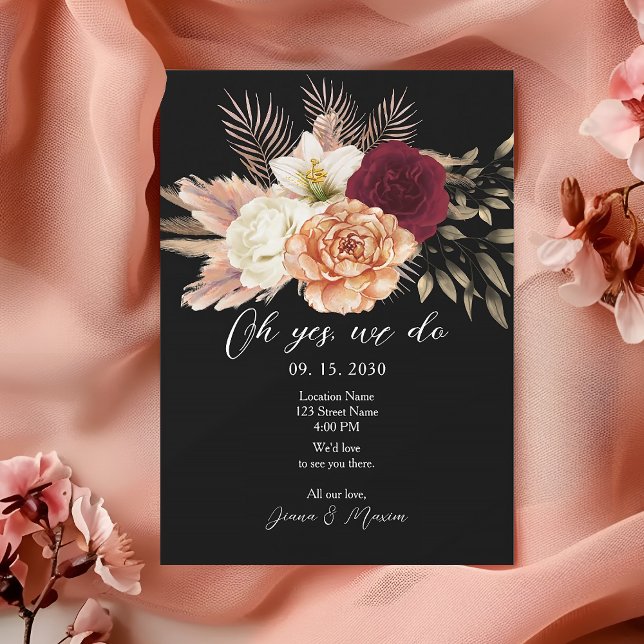 Vintage Black Floral Wedding Reception Card (Creator Uploaded)