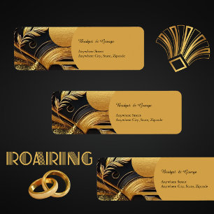 vintage black gold 1920s wedding label