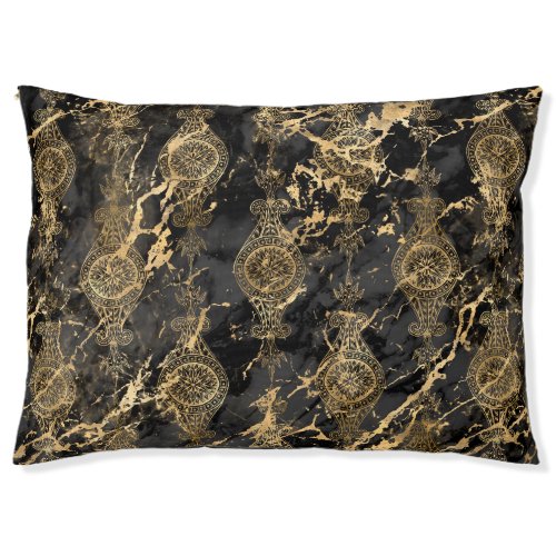 VINTAGE BLACK GOLD ABSTRACT MARBLE PET BED