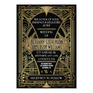 art deco wedding invitations zazzle